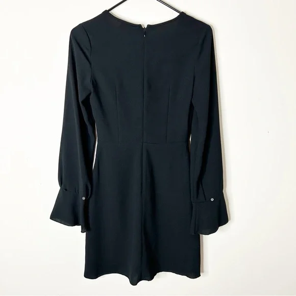 Aritzia Wilfred Corinne black Mini Dress Size 00 Long sleeves v-neck A-line - Picture 16 of 16